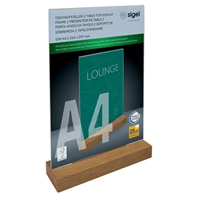 Immagine di Sigel TA256 Espositore da tavolo adatto per formato carta: DIN A4 Trasparente, Legno 1 pz.