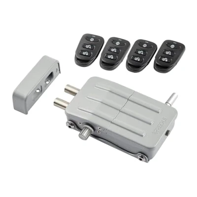 Immagine di ARREGUI CI10P Serratura di Sicurezza Invisibile per Porta con 4 Telecomandi, Antifurto, Elettronica Porta, Wireless, Catenaccio Interno, argento