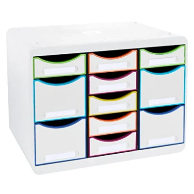 Immagine di Exacompta Rif. STORE BOX Multi 313913D 1 cassettone 7 cassetti sottili e 4 alti, dimensioni esterne: profondità 27 x larghezza 35,5 altezza 27,1 cm, formato orizzontale