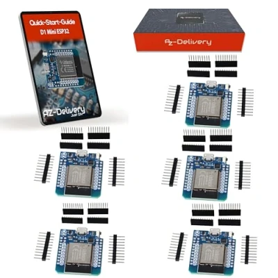 Immagine di AZDelivery 5 x Scheda di sviluppo D1 Mini NodeMCU ESP32 WiFi E Bluetooth BLE, compatibile con Arduino incluso Book!