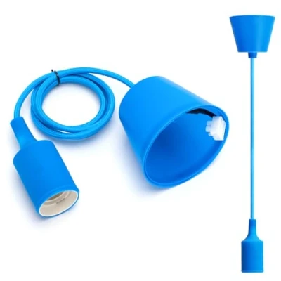 Immagine di Aigostar Lampada a Sospensione in Silicone,Lampada con 100cm Cavo,Portalampada E27 Compatibile Paralume,Blu