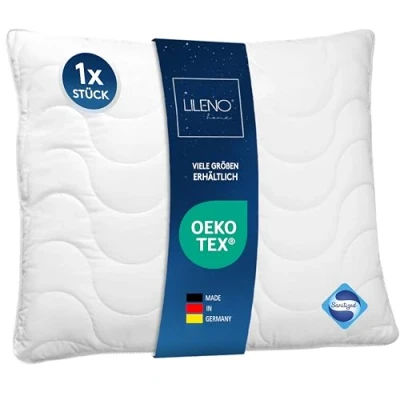 Immagine di LILENO HOME Cuscino 80 x cm perfetto per piumone 135 200 da letto Resistente fino a 95 C e con attrezzature antibatteriche anallergico
