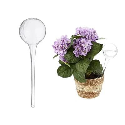 Immagine di Relaxdays Bewässerungskugel 2er Glas Set da 2 Sfere per Irrigazione, Dosatori di Piante, Irrigatori Ufficio, Vacanza, Ø 9 cm Vetro, Trasparente