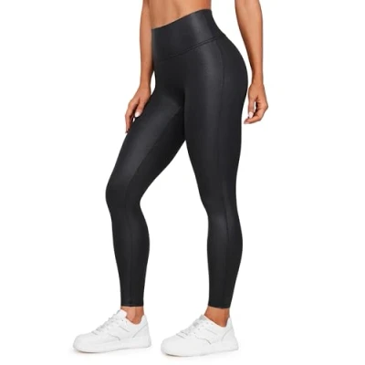 Immagine di CRZ YOGA Butterluxe Ecopelle Opaca Vita Alta Nessuna Cucitura Frontale Donne Ghette 71cm Classico Nero 46