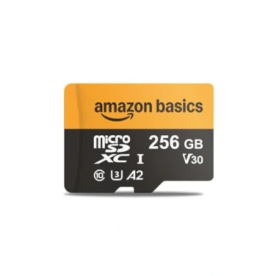 Immagine di Amazon Basics, Scheda microSD da 256 GB con adattatore per lettore, velocità fino a 200 MB/s, nero, 1 pezzo