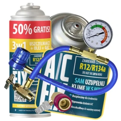 Immagine di A/C FIX Sostituzione per Gas R134a 3 in 1 x 235 g + Tubo e Adattatore Aria condizionata Auto 1995 2016 Refrigeratore climatizzatore automobilistico