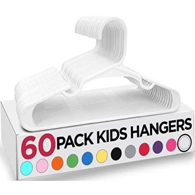 Immagine di Utopia Home Grucce appendiabiti per bambini in plastica cameretta dei e guardaroba, resistenti sottili, piccoli (confezione da 60, bianco)