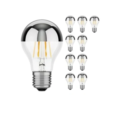 Immagine di ledscom.de 10 pezzi E27 lampadina LED, A60, bianco caldo (2700 K), 6 W, 667lm, testa a specchio (argento)