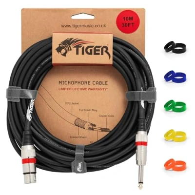 Immagine di TIGER Mic6 10 Cavo Con Connettore Femmina Xlr Su Jack In Bronzo, metri