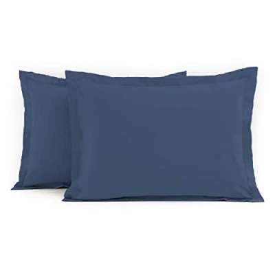 Immagine di Home Linge Passion Set di 2 federe in 100% cotone, blu indaco d&#039;oro, 50 x 70 cm