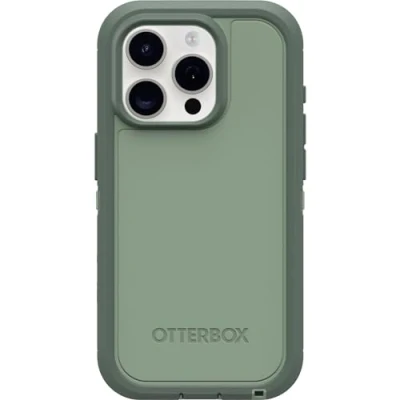Immagine di OtterBox Custodia per iPhone 15 PRO (Solo) Defender Series XT Emerald Isle (Verde), Senza Schermo, Robusta, Si aggancia a MagSafe, Cordino di Fissaggio