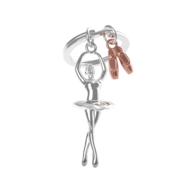 Immagine di O meta[l]morphose METALMORPHOSE MTM220 02 Portachiavi ballerino stella e pantofole, argento, oro rosa, taglia unica