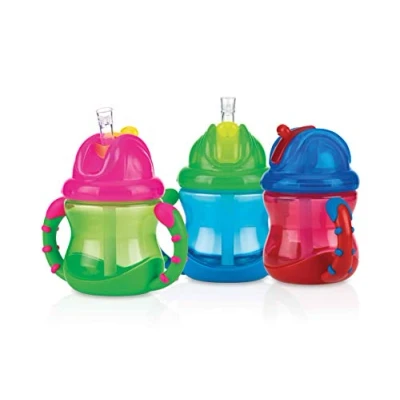 Immagine di Bicchiere con cannuccia e manici, sistema Vari Flo Flip It/Click Lock, 240 ml, 12 mesi+, Nuby