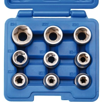 Immagine di SW Stahl 04435L Set bussole 9 Torx esterno, Profilo E Acciaio al cromo vanadio 1/2 Quadrato