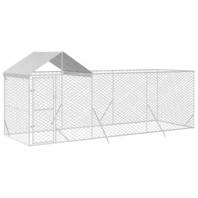 Immagine di vidaXL Cuccia Cani da Esterno Tetto Argento 6x2x2,5 m Acciaio Zincato