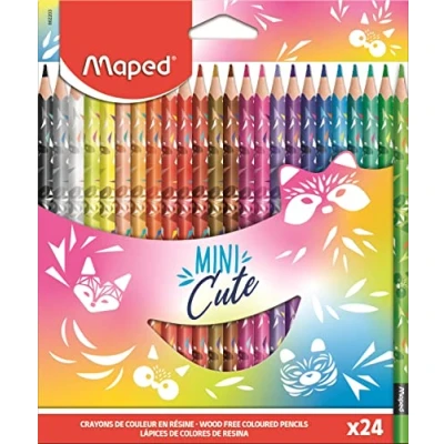 Immagine di Maped Matite da colorare Collezione Troppi carini Colori vivaci e miniera resistente Pochette decorata mini cute 862203 multicolore 24 unità