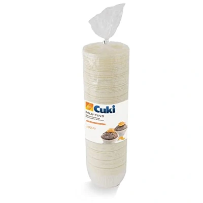 Immagine di Cuki Contenitori in Carta Forno Monouso Antiaderenti Muffins, Ø 7.9 x h 3.5 cm, 1 Confezione da 100 pezzi Bianco