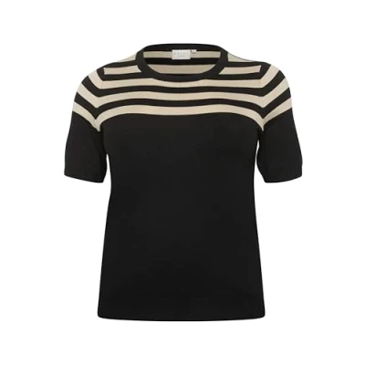 Immagine di Kaffe Curve Lizzy Striped Tshirt con stampa, Donna, Taglia: 46/48, Black feather gray half stripe