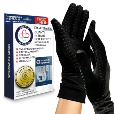 Immagine di Guanti per Artrosi alle Mani Ideati da Medici Tutore Mano a Compressione Alleviare Intorpidimento, Gonfiore e Infiammazioni Tunnel Carpale, Sindrome di Raynauds (1 Paio, Taglia L)