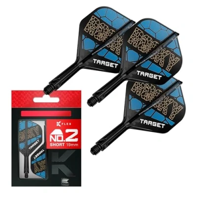 Immagine di Target Darts Josh Rock K Flex Flights And Shaft System, No.2 Confezione da 3 Kflex all in One Flights, Accessori per Freccette Giocatori Stelo Corto (19 mm)
