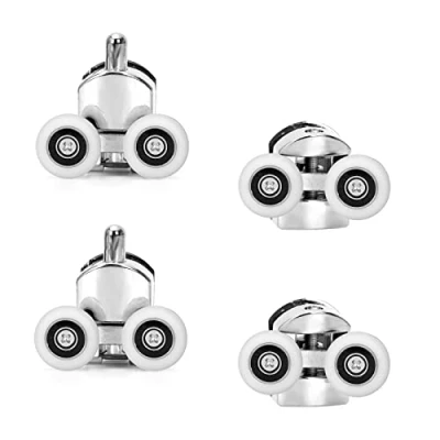 Immagine di Ruimou 4 ruote doppie per porta della doccia, diametro di 23 mm,per pulegge cuscinetti del bagno, guide superiori/inferiori (2 superiori + 2 inferiori mm pezzi)