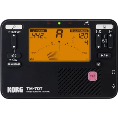 Immagine di KORG TM 70T BK Accordatore Cromatico Metronomo Combo, Ampia Estensione Rilevamento Frequenza, da 30 a 252 BPM, 3 Tipi Impostazione del Tempo, 15 Variazioni, Colore Nero