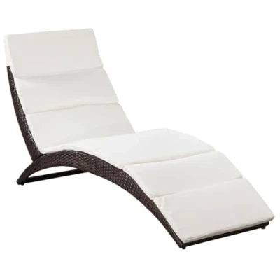 Immagine di vidaXL Lettino Prendisole con Cuscino Elegante Comodo Pieghevole Sdraio Mobile Arredo Giardino Spiaggia Piscina Chaise Longue in Polyrattan Marrone