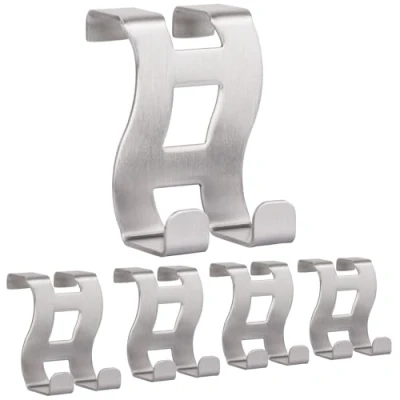 Immagine di RICOO Set di 5 Appendiabiti da Porta, Robusto e Resistente, Ganci Per Camera, Bagno, Cucina, Argento, Modello MH001 5, x 6 4,5 cm