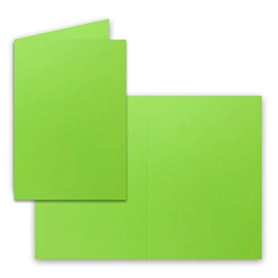 Immagine di 25x cartoncini piegati DIN A6 in verde chiaro (verde) 10,5 x 14,8 cm bianco doppi 220 g/m²