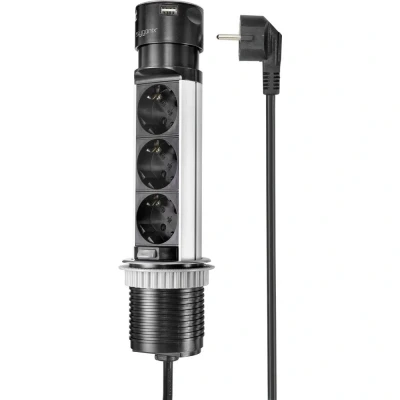 Immagine di Sygonix SY 4997104 Multipresa verticale a torre Nero, acciaio inox Schuko 1 pz.