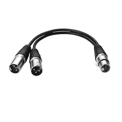 Immagine di SIENOC 30cm Cavo Per Microfono 3pin XLR Femmina to Dual 2 Maschio Y Splitter Cable Adattatore (XLR(F) (M) x 2, Argento)