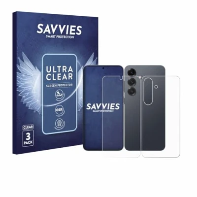 Immagine di savvies (6 Pezzi Pellicola Protettiva per Samsung Galaxy S25 (Fronte+Retro) Protezione Schermo Trasparente