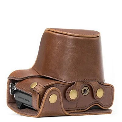 Immagine di MegaGear Custodia Borsa in Pelle per Olympus OM D E M10 con 14 42mm, (Marrone scuro)