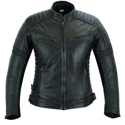 Immagine di Texpeed Giacca da moto in pelle per donna touring con protezione armatura CE originale motociclista (EN 1621 1) Nero L
