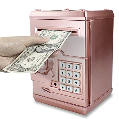 Immagine di HUSAN Salvadanaio Elettronico per Bambini, Password Mini ATM Piggy Bank Giocattolo Regalo di Compleanno bambini (Oro Rosa)
