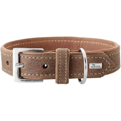Immagine di HUNTER PORTO Collare per cani, in pelle, sostenibile, 65 l, colore: tabacco/cognac