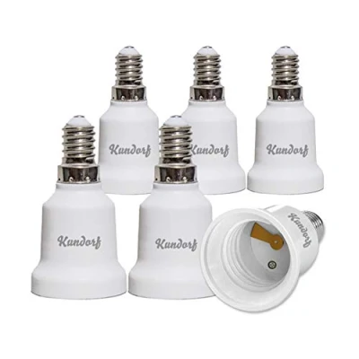 Immagine di Kundorf 6 pezzi lampada base portalampada convertitore adattatore E14 a attacco E27 per lampade alogene LED risparmio energetico bianco
