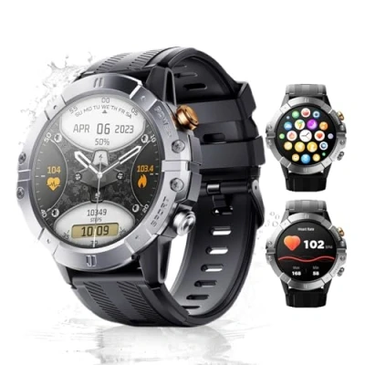 Immagine di SANAG C29 Smartwatch Uomo,1.52 Orologio con Chiamata Bluetooth, IP68 Impermeabile, 120 modalità Sportive Cardiofrequenzimetro e Sonno, per Android iOS, Argenteo