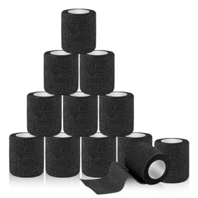 Immagine di Muyohix Benda Elastica Autoadesiva, 12 Rotoli Autoadesiva 5CM x 4.5M, Coesiva per Mani, Piedi, Ginocchia, Nero