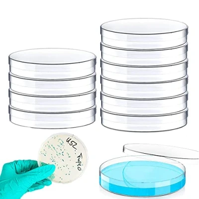 Immagine di Piastra Petri, 10 Pezzi Di Petri Sterilizzata Trasparente, Plastica Piastre Plastica, Con Coperchio per Laboratorio Esperimento Biologia Studi (90mm)