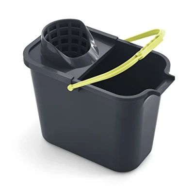 Immagine di Mery Cubo Rectangolare con Strizzatore, Parete Resistente di 2mm, e Canalizzazione per Lo Scolo, Manico Anatomico, Grigio, 12 L