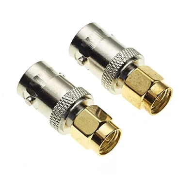 Immagine di Adattatore da BNC a SMA 50ohm per antenne RF e cavi coassiali connettore maschio presa femmina bassa perdita di trasmissione WiFi radio portatili, Confezione 2