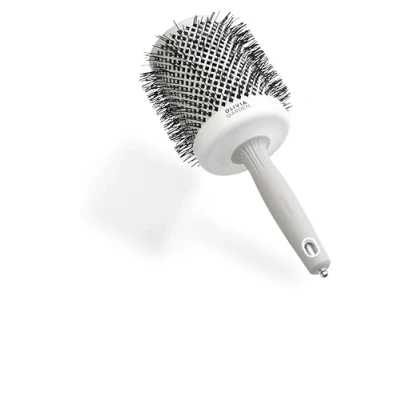 Immagine di Olivia Garden Expert Blowout Shine Bianco &amp; Grigio 80 Spazzola rotonda in ceramica antistatica per piega brillante e senza crespo