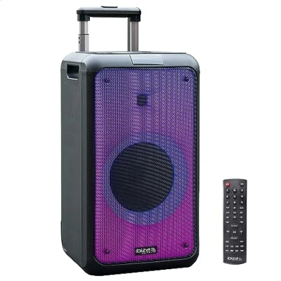 Immagine di Ibiza STREET WAVE Diffusore portatile a batteria da 8&quot;/400W con Bluetooth, USB e microSD effetto LED connessione wireless TWS Nero