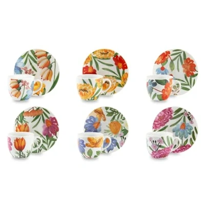 Immagine di Excelsa Blooming Set 6 Tazzine da Caffè, Porcellana, Capacità 70 ml, Multicolore