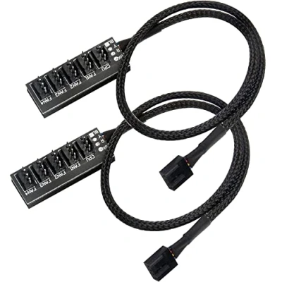 Immagine di HuaLiSiJi Fan Controller PC 3 Pin 4 Splitter HUB Controller, Dotato di 1 Cavo Collegamento, Facile da Individuare Tramite (5 Porte 2Pcs)