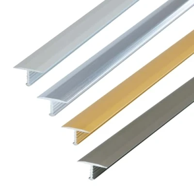 Immagine di profilo a T Dalsys, di transizione 100cm x 13mm per pavimenti in alluminio anodizzato, cromato argento