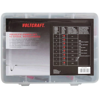 Immagine di VOLTCRAFT 1417395 Kit morsetti a coccodrillo Nero, Rosso Lunghezza: 230 mm 42 pz.