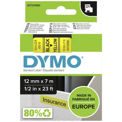 Immagine di Dymo Label manager 12mmx7m nastro nero su giallo S0720580