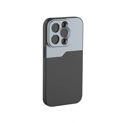 Immagine di MOJOGEAR Custodia per obiettivo da 17 mm compatibile con iPhone 13 Pro Max Filettatura macro, teleobiettivo, anamorfico o adattatore DOF robusta Nero/grigio